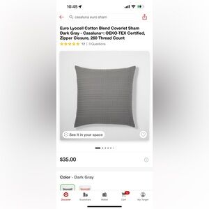 Euro Lyocell Cotton Blend Coverlet Sham Dark Gray - Casaluna